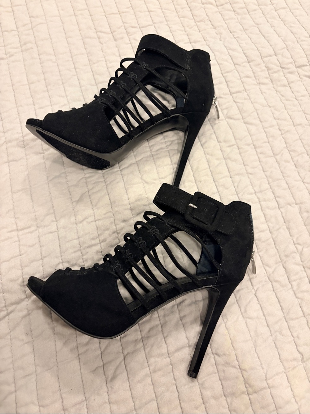 Guess Black Strappy Lace-Up Stiletto Heels 8